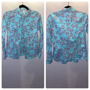 Blue floral button up